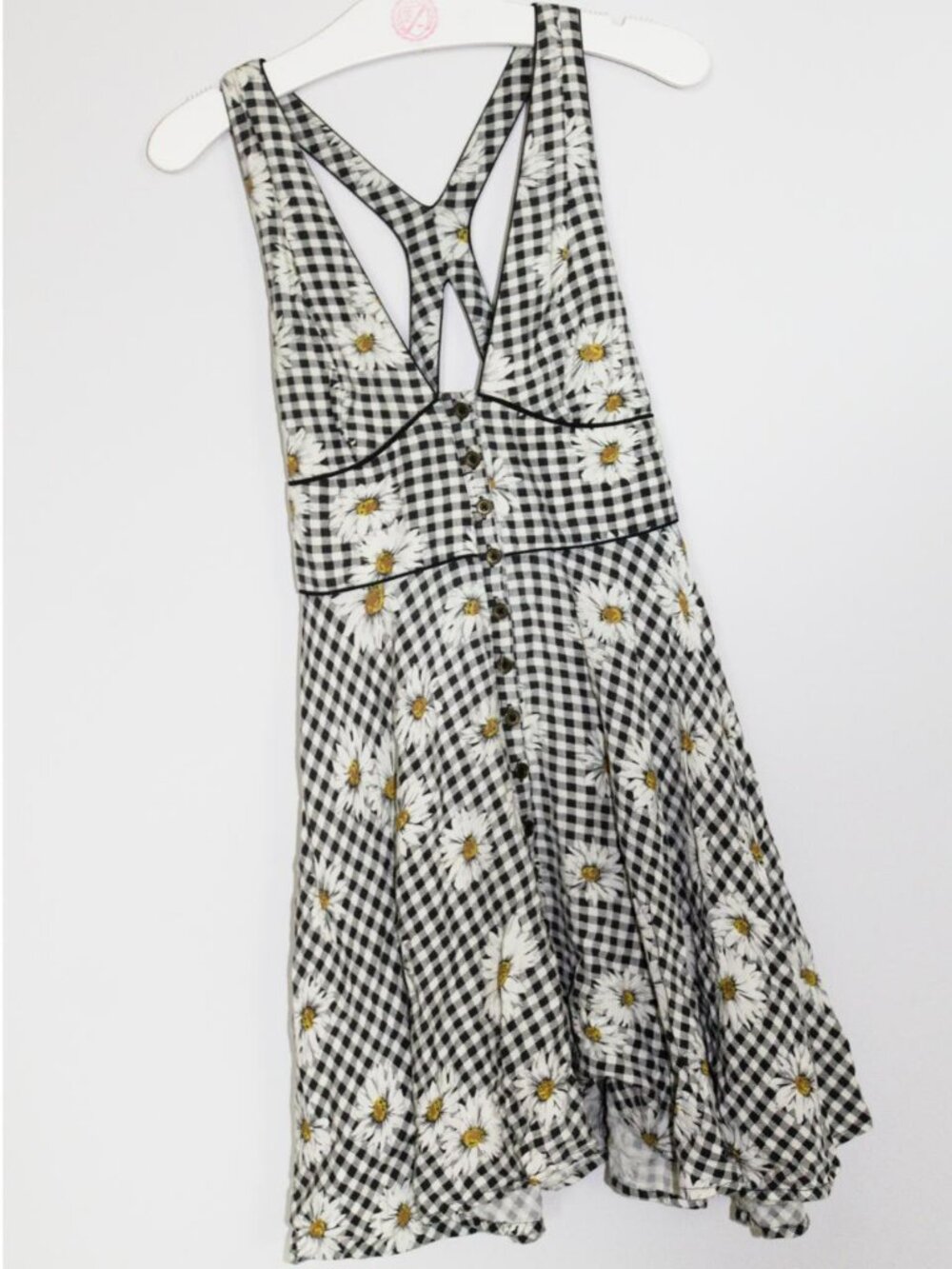 Urban Outfitters Cooperative Daisy Gingham Mini Dress Size S Black and White